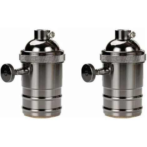 2 Pcs Vintage Douille lampe, Edison Douille Vintage E27 Adaptateur De Lampe avec Interrupteur Rétro Vintage Lustre Sans Fil Noir
