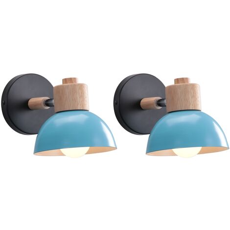 2 PCS Wandleuchte Eisenkunst Retro Industrie Wandlampe Innen Beleuchtung Schlafzimmer Wohnzimmer Wandlampe Ø15cm - Blau