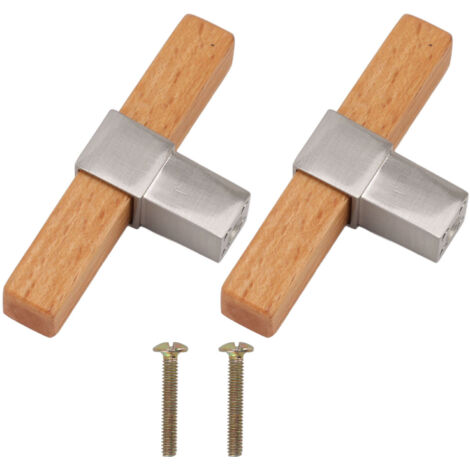 2 Pcs Wooden Cabinet Pulls Single Hole Door Pull Handle Knobs For Kitchen Drawer Cupboard Closet Brushed Silver