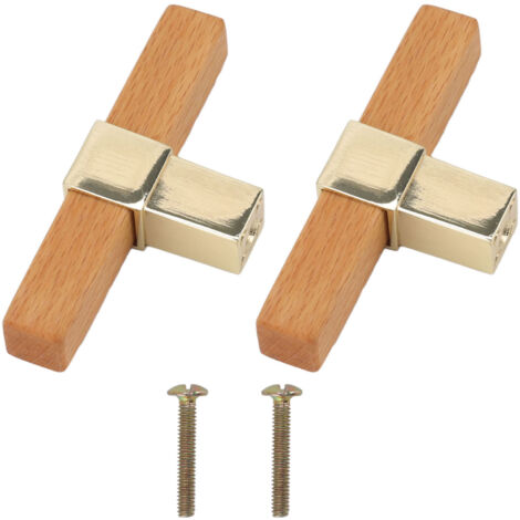 2 Pcs Wooden Cabinet Pulls Single Hole Door Pull Handle Knobs For Kitchen Drawer Cupboard Closet Golden
