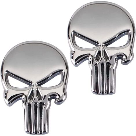 2 pegatinas de metal 3D de Punisher, pegatinas para motocicleta, pegatinas para coche, decoración de motocicletas