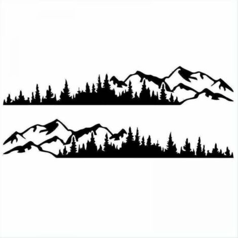 2 pegatinas de vinilo para coche con diseño de bosque de montaña, para ventana, parachoques, puerta, kayak, decoración corporal
