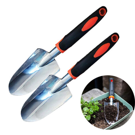 2 Pelle de jardin truelle à main de jardin, pelle à main robuste avec poignée ergonomique, petites pelles à outils de jardinage pour creuser