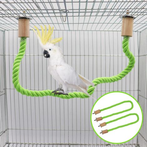 2 Perchoirs en Corde avec Balançoire pour Oiseaux, Accessoires pour Cage, Perche à Griffer et Escalader pour Perroquets, Perruches, Calopsittes, Conures et Pigeons