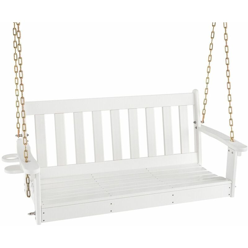 2-Person Porch Hanging Swing Chair Loveseat Garden Swing Bench Adjustable Chains