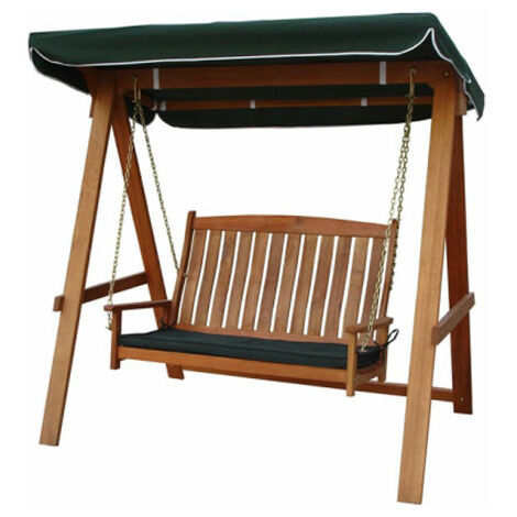 main image of "2 Person Wooden Swinging Garden Hammock with Cushion"