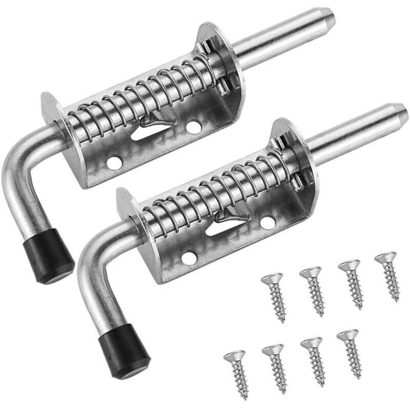 2 pestillos de resorte de acero inoxidable de alta resistencia, 10 pernos de resorte de acero inoxidable de 128 mm, pestillo de barril para puerta de