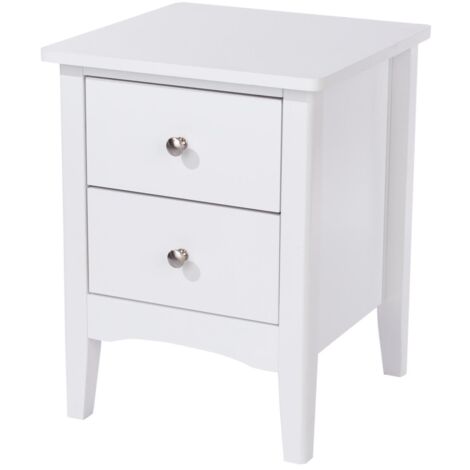 2 Petite Drawer Bedside Cabinet - MDF - 38 x 38 x 49 cm - White