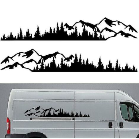 2 pezzi Adesivo per auto Foresta di montagna Adesivo per auto in vinile Adesivo per finestrino di camion Paraurti per portiera di auto Adesivo decorativo per carrozzeria in vinile per kayak