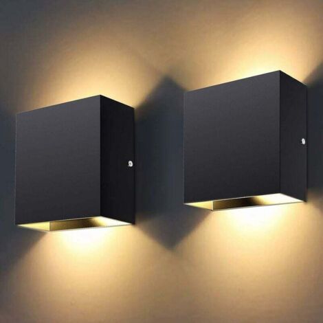 2 pezzi applique da parete a LED luce nera moderna bianca 12W lampada da interno calda LED 3000K lampada da parete su e giù per soggiorno, camera da letto, corridoio