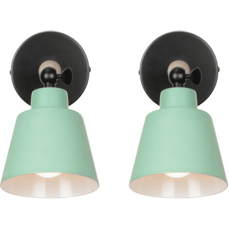 2 Pezzi Applique da Parete Interno, Moderna Lampada da Parete con Paralume Regolabile E27 Edison per Soggiorno Camera da Letto Sala da Pranzo (Verde)