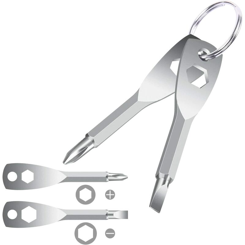 2 Pezzi Cacciavite Portachiavi Portatile EDC