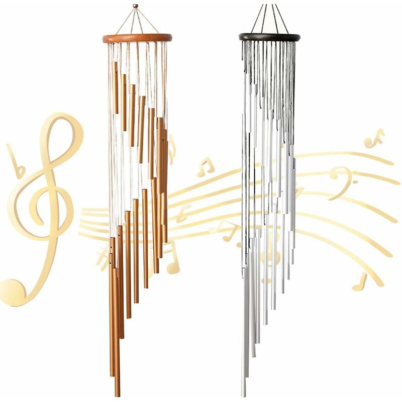Campana Eolica A 12 Tubi In Alluminio - Suono Rilassante Per Esterni - Decorazione Da Giardino - Foto 6