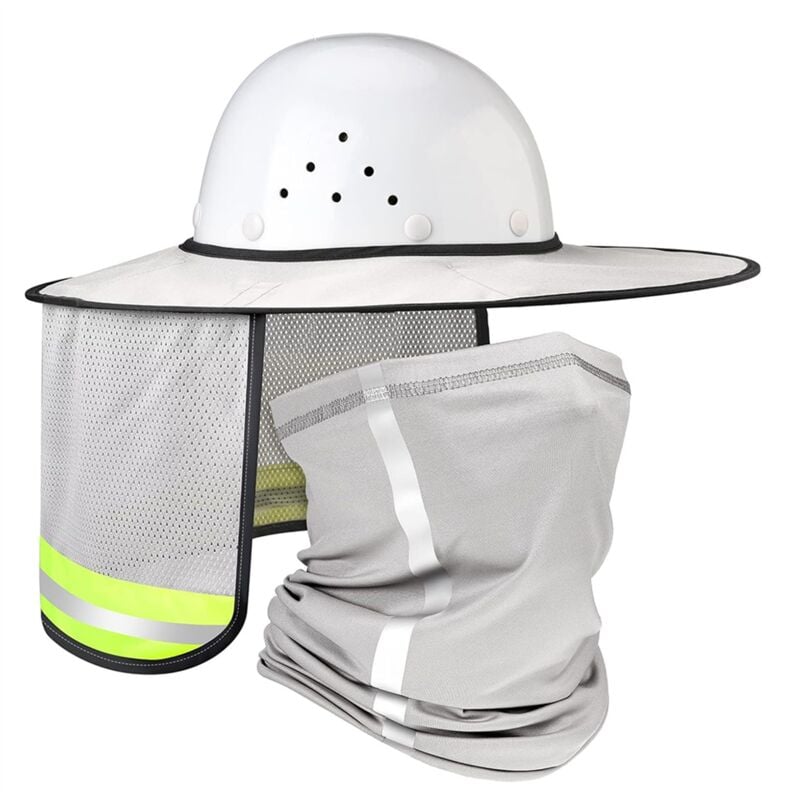 Image of Tlily - 2 pezzi Cappello da sole rigido Protezione per il collo Alta visibilità Tesa intera Rete e ghetta Bandana Sciarpa per il viso b
