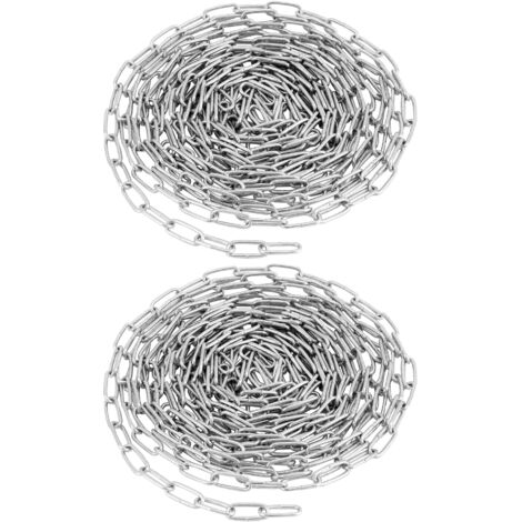 2 pezzi Catena in acciaio zincato - Ø 2,5 mm - 5 m - Antiruggine - per stendino/piante sospese/catena per cani/lucchetto per bicicletta/decorazione fai da te