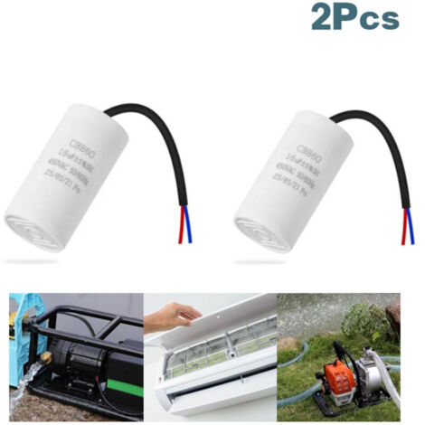 2 pezzi CBB60 16uf 50/60HZ condensatore di avviamento, condensatore motore, condensatore microfarad con filo