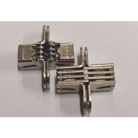 2 PEZZI - CERNIERA INVISIBILE IN ACCIAIONICHELATO CON VITI - 39x12MM