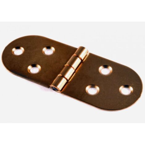 2 PEZZI - CERNIERE A BISCOTTO CON FERMOIN OTTONE BRONZATO CON VITI 80X30MM