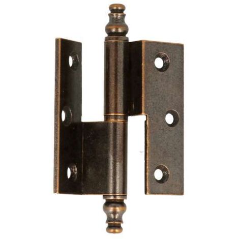 2 PEZZI - CERNIERE CURVE ALTE OTTONE BRONZATO - 50x40MM - SINISTRA