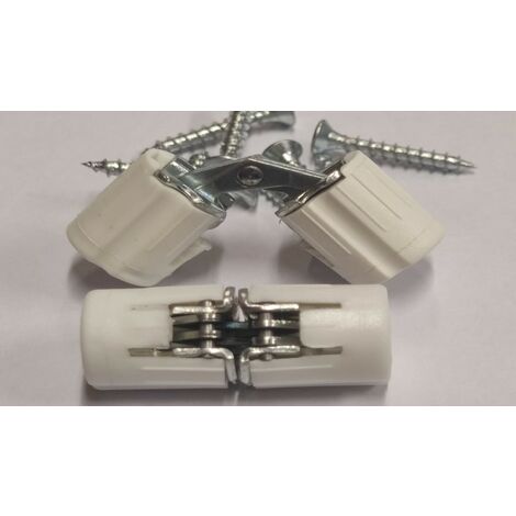 2 PEZZI - CERNIERE INVISIBILI Ø14MM - INPLASTICA BIANCA CON VITI Ø3mmx20