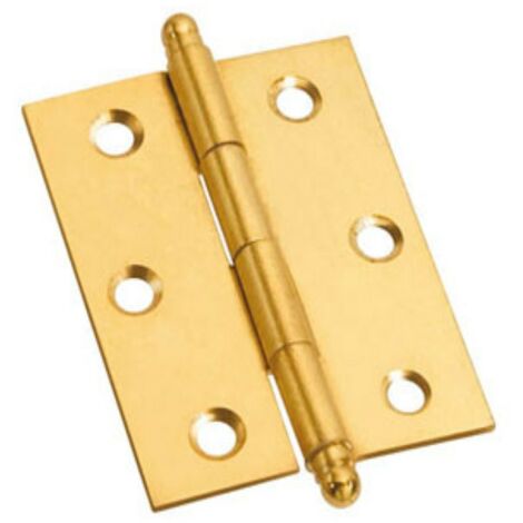 2 PEZZI - CERNIERE POMOLI SFERICI IN FERRO OTTONATO 50X40MM