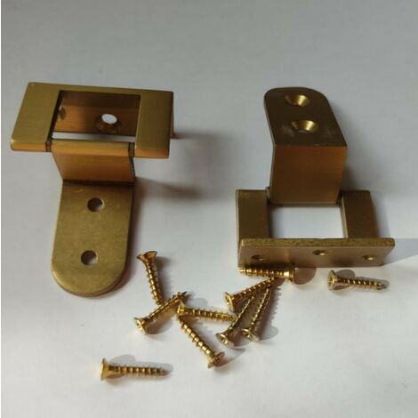 2 PEZZI - CERNIERE SATINATE ZANCATE 57x40MM - IN OTTONE MASSICCIO - CON VITI  Ø13MM