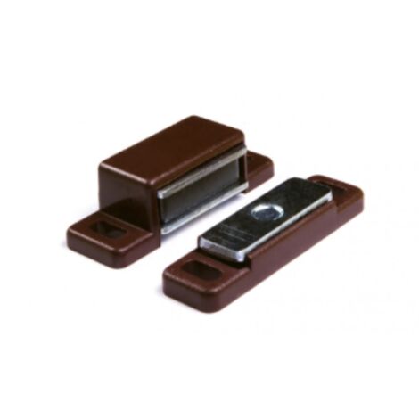 2 PEZZI - CHIUSURA MAGNETICA DA APPLICARE - FORZA 6KG - CON RISCONTRO E VITI - COLORE MARRONE