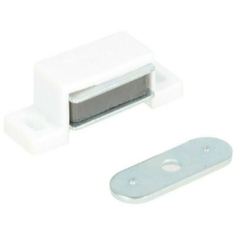 2 PEZZI - CHIUSURE MAGNETICHE DA APPLICARE PER ARMADIETTI - FORZA 4KG - CON RISCONTRO E VITI - COLORE BIANCO