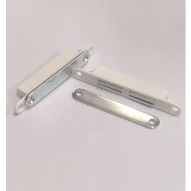 Image of Mobila - 2 pezzi - chiusure mangnetiche da incasso per porte scorrevoli - forza 8KG - con riscontro e viti - colore bianco