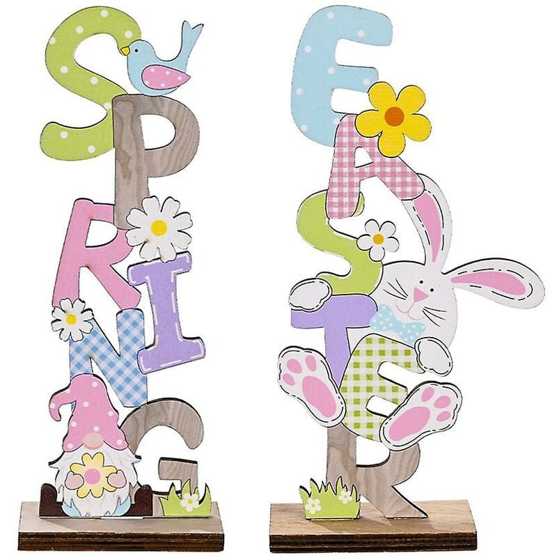 2 pezzi Ciao primavera Pasqua lettera ornamenti in...
