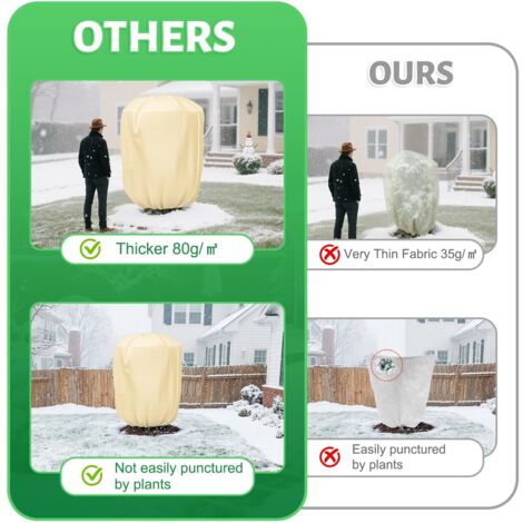 2 pezzi Copertura invernale per piante da esterno, 180×120 cm Copertura invernale per piante da esterno, 80 g/m² Copertura invernale con coulisse e cerniera