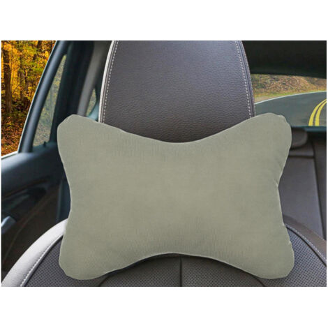 2 Pezzi Cuscini Poggiatesta Auto Ergonomici e Traspiranti Colore Grigio