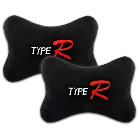2 Pezzi Cuscini Poggiatesta Auto Ergonomici e Traspiranti Colore Nero Scritta Type R