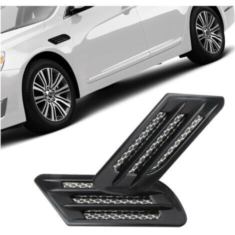 2 pezzi di adesivi per griglia di ventilazione laterale dell'auto, copertura per foro della griglia di aspirazione dell'aria, rete adesiva decorativa universale per fiancate dell'auto (nero)