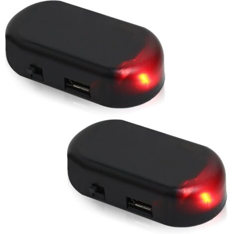 2 pezzi di allarme solare per auto, luce LED di allarme per auto, luci di allarme solari simulate, avviso di sicurezza, luce lampeggiante antifurto con porta USB per la maggior parte delle auto (rosso
