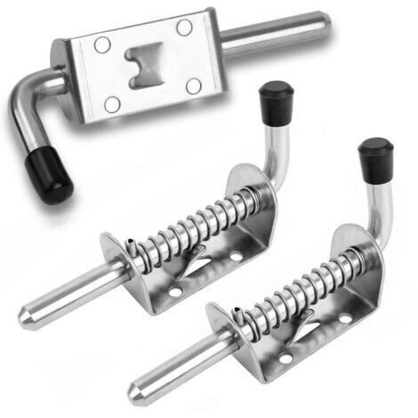 2 pezzi di chiavistelli a molla in robusto acciaio inossidabile, viti con molla integrata in acciaio inossidabile, chiavistelli barrel per porte di garage/porte da giardino, armadi (10 × 128 mm) (colo