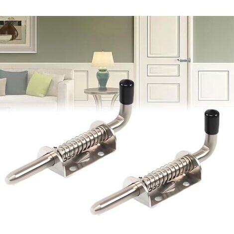 2 pezzi di chiusura a molla in acciaio inox, bulloni a molla in acciaio inox, chiusura a molla, set di 2 chiusure a molla in acciaio inox per porta del garage, casetta da giardino, cortile (10 x 128 m
