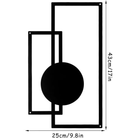 2 pezzi di decorazioni murali in metallo, geometriche, in metallo nero, minimaliste, per soggiorno e camera da letto (geometriche).