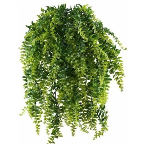 2 pezzi di felce artificiale sospesa da 90 cm, pianta di plastica sospesa, ghirlanda di edera artificiale, foglia verde, vite, felce di Boston finta, per la decorazione di cestini da appendere alla pa