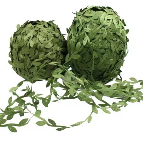 2 pezzi di foglie di rattan artificiali verdi, decorazione di piante verdi, ghirlanda fatta a mano, intrecciata, 200 metri/rotolo