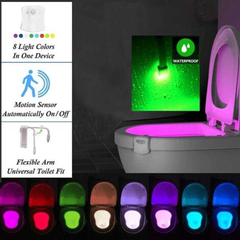 2 pezzi di luce per WC a LED, luce notturna con sensore di movimento, illuminazione per WC a LED, 8 colori cangianti