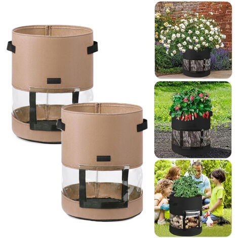 2 pezzi di sacchetti per la coltivazione 35D x 45H – per patate, pomodori, fragole – 10 galloni – Giardinaggio facile e comodo