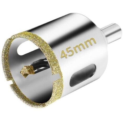 2 pezzi di trapano diamantato con centrotrapano, 45 mm, trapano diamantato per piastrelle con punta diamantata, trapano diamantato per vetro, piastrelle, ceramica, marmo e granito