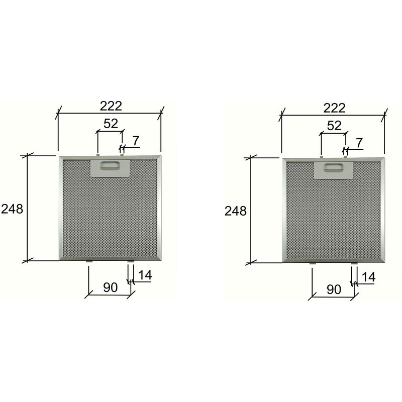 Image of 2 pezzi elica GF04MC filtro cappa metallico mm 248x222x9 cd 39282200 f 249