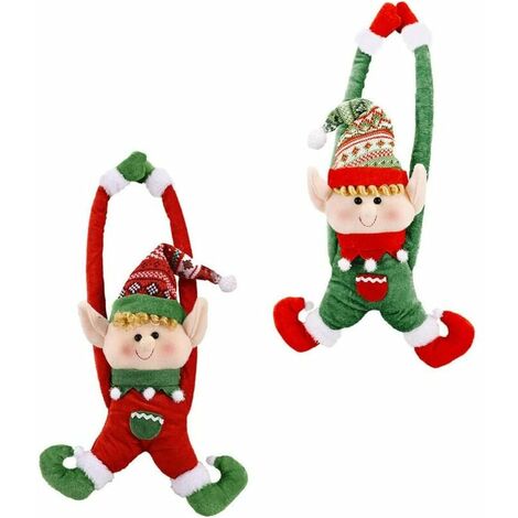BiancheriaWeb Paraspiffero Salsicciotto Porta Finestra Natalizio Imbottito Gnomi Elfi Natale 