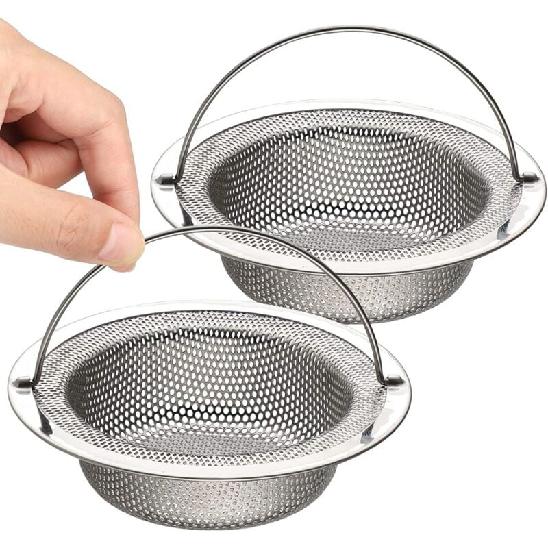 Image of 2 Pezzi Filtro per Lavello,Filtri per Lavello in Acciaio Inossidabile, Cucina Sink Strainer con ManicoSollevabile