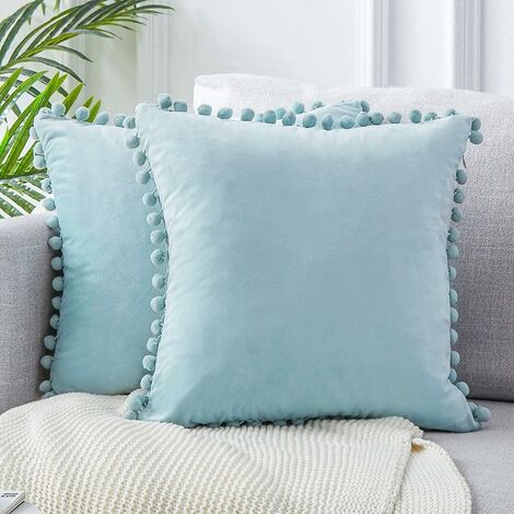 2 pezzi fodere per cuscini in morbido velluto 45x45 cm con gnocchi Decorazione per cuscino Divano moderno per soggiorno camera da letto - Fodera per cuscino blu cielo