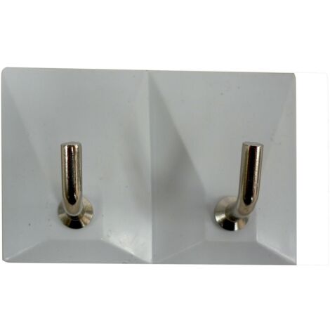 2 PEZZI GANCI ADESIVI BIANCO PLASTICA PORTA STOFINACCI PORTATUTTO a 2 POSTI