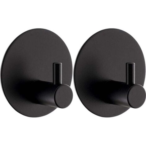 2 pezzi ganci adesivi da parete, ganci da bagno ganci rotondi in acciaio inox 304 portasciugamani da cucina senza foratura con cuscinetto adesivo gancio adesivo (nero)