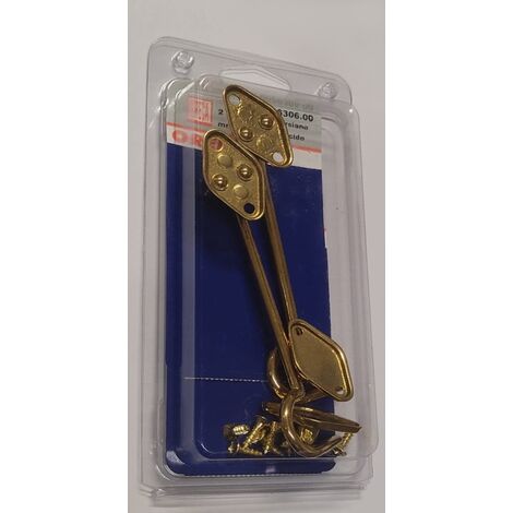 2 PEZZI - GANCI FERMAPERSIANE IN OTTONELUCIDO 120MM